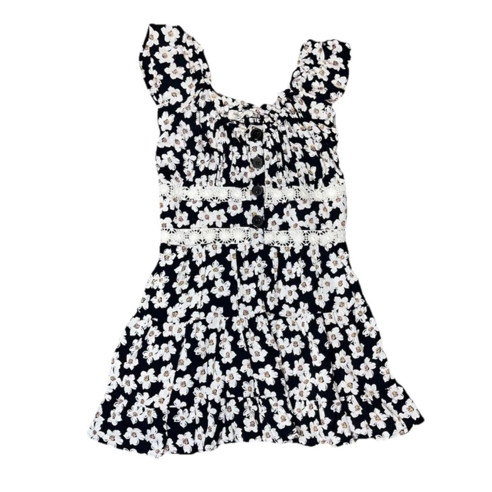 Angie Black White Floral Sundress Girls NWT Large